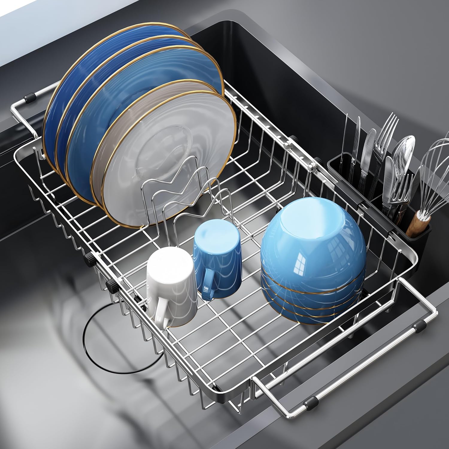 Expandable Stainless Steel Dish Rack