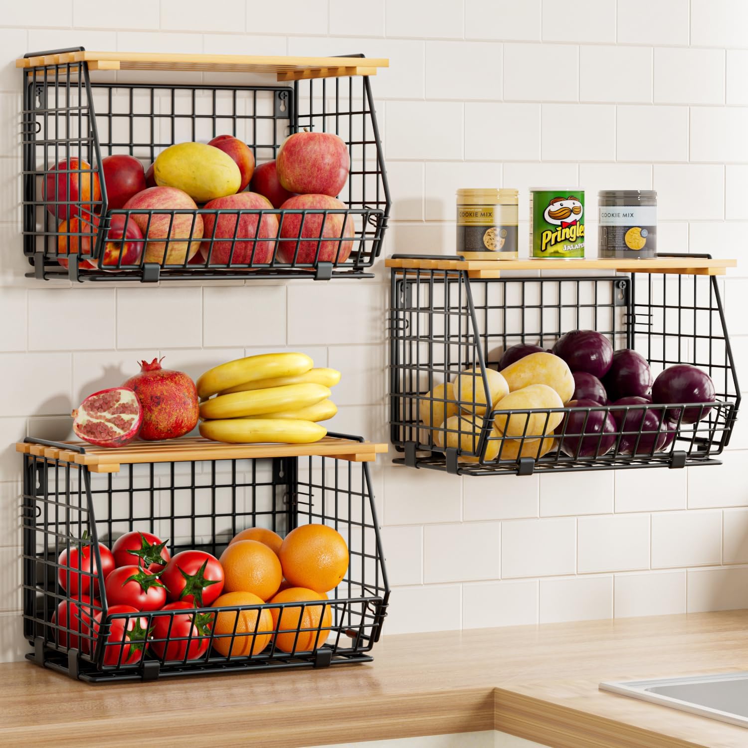 Wire Fruit Basket Set (3-Pack)
