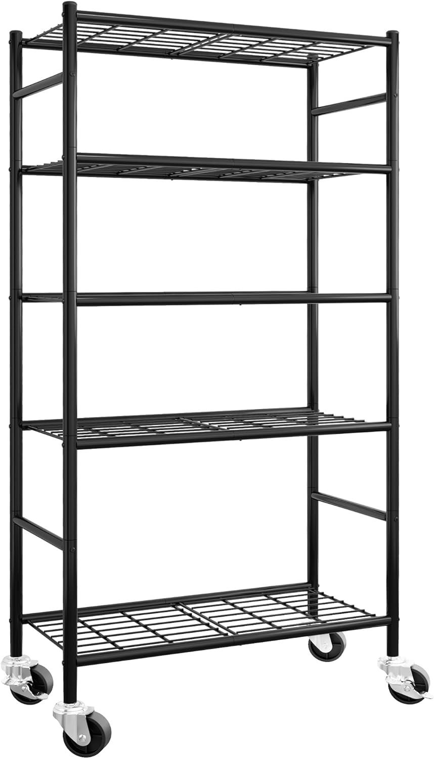 5-Tier Metal Storage Shelves with Wheels